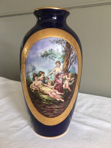 Vaso porcellana limoges blu - vaso, in